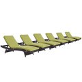 Modway Convene Outdoor Patio Chaise, Espresso and Peridot - Set of 6 EEI-2430-EXP-PER-SET